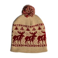 Шапка Slouch Pom с помпоном и оленями (Slouch Pom Beanie) | Zero Foxtrot