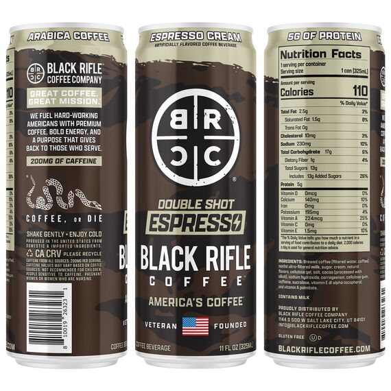 Кофейный напиток Ready To Drink, 200 мг кофеина, 12 банок (Ready To Drink Coffee, 200MG 12-Pack) | Black Rifle Coffee